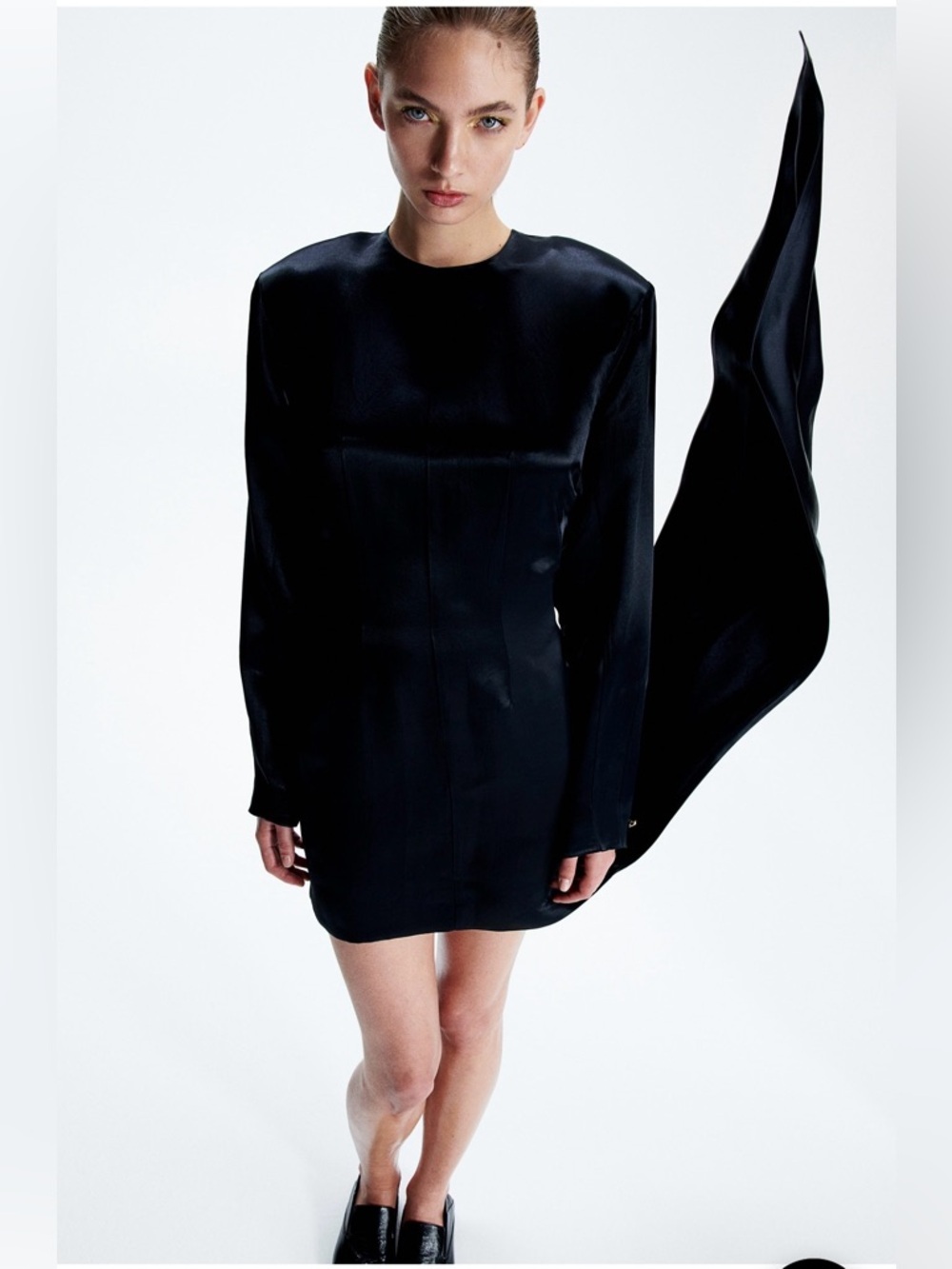 H&M Studio collection DRAPED-PANEL SHOULDER-PAD Mini Dress Sz XS NWT